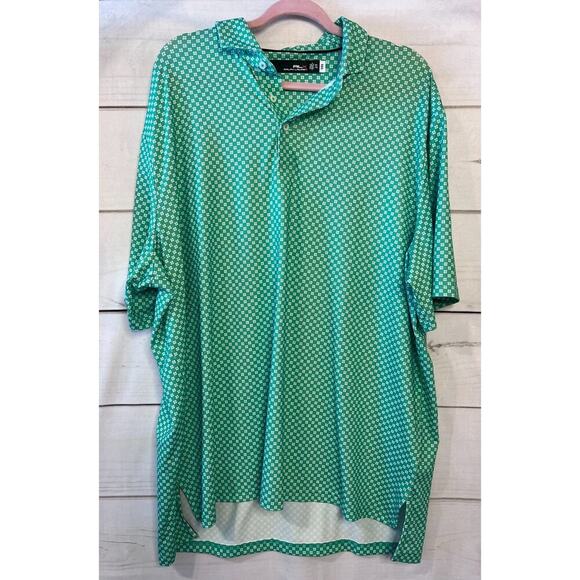 RLX Men's Performance Polo Size 2XL Green & White Print - Picture 1 of 6